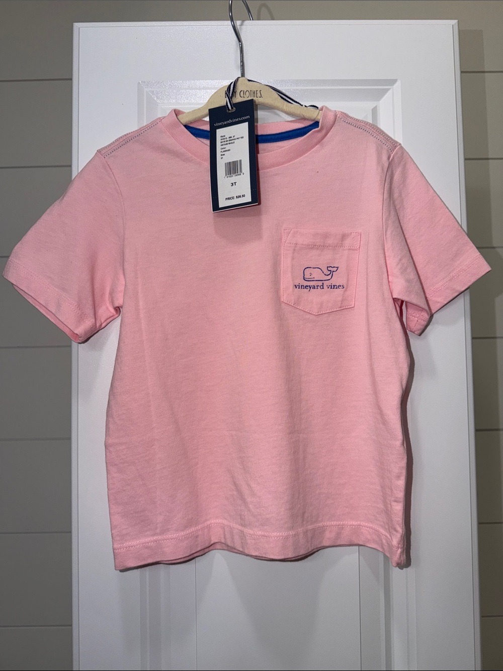 Vineyard Vines Kids Pink Pocket Tee with Whale Logo